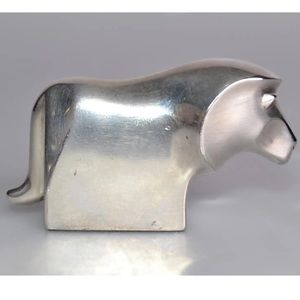 Vintage Scandinavian Original Dansk Design Silver Plate Lion Paperweight